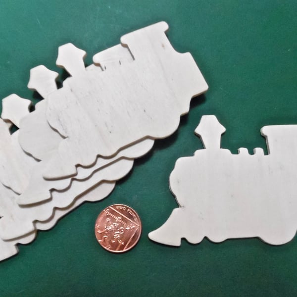 5 x Wooden Plaques   Unfinished 3mm Plywood TRAIN Shape NOT laser cut