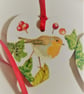 Set of 4 - Decoupaged Heart and Star Robin Christmas Decorations (Set E) - Image 2