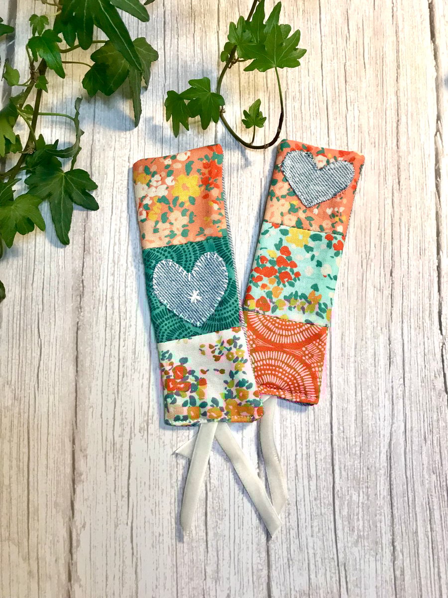 Repurposed patchwork bookmarks 