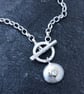 Aquamarine Necklace, silver fob necklace, gold heart necklace, silver toggle ,  - Image 10