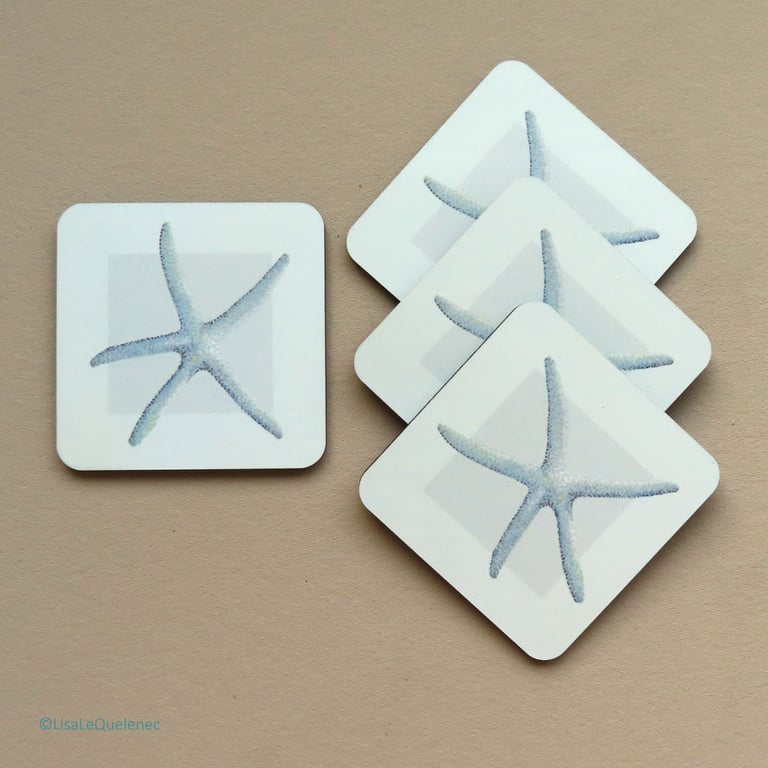 Starfish design coaster cream and neutral tones beach house coastal collection