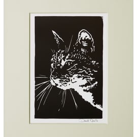 Cat Linocut