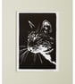 Cat Linocut - Image 1