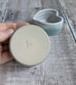 Perfectly imperfect Pair of white and turquoise ceramic heart tealight holders - Image 8
