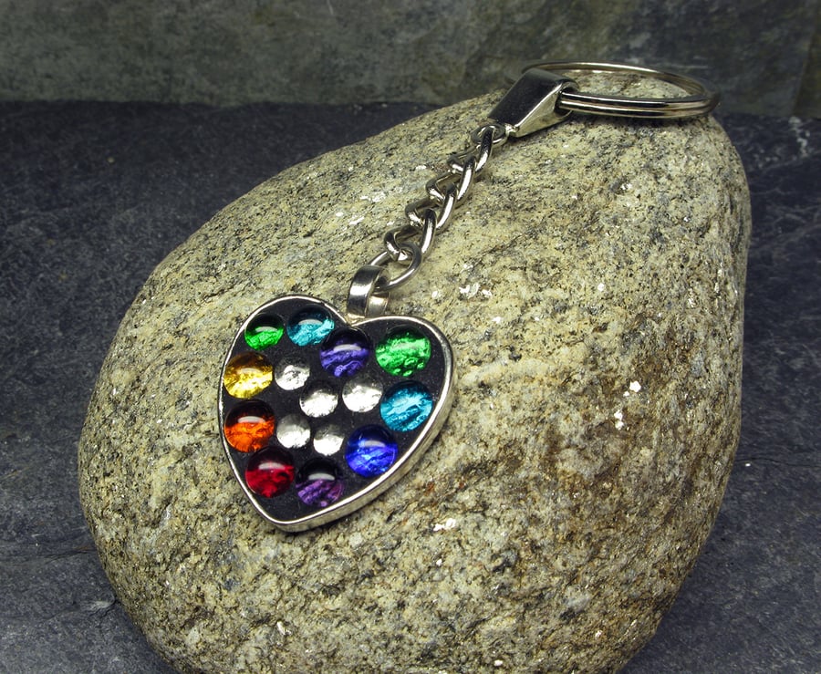 'Rainbow Heart' - Mosaic Bead Pendant