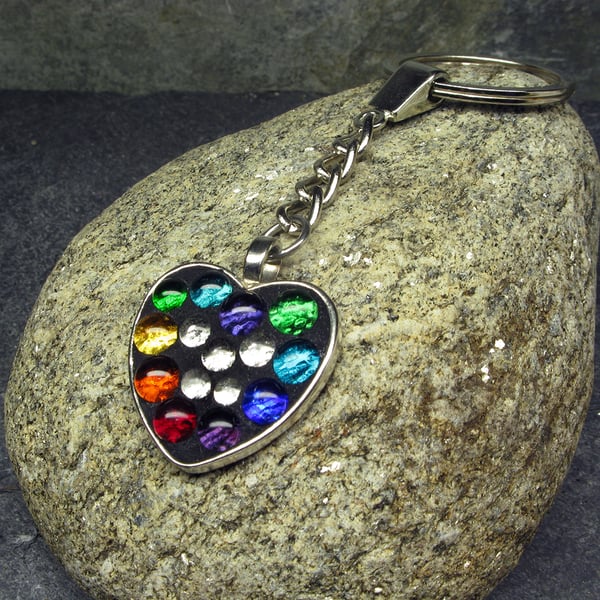 'Rainbow Heart' - Mosaic Bead Pendant