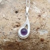 Teardrop Amethyst pendant necklace. February Birthstone. 925 sterling silver