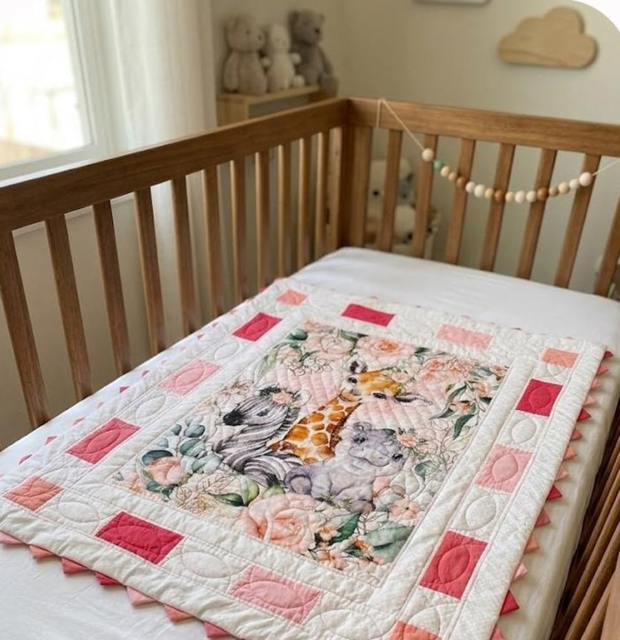 Hand Quilted baby play-mat "Rumble In TheJungle