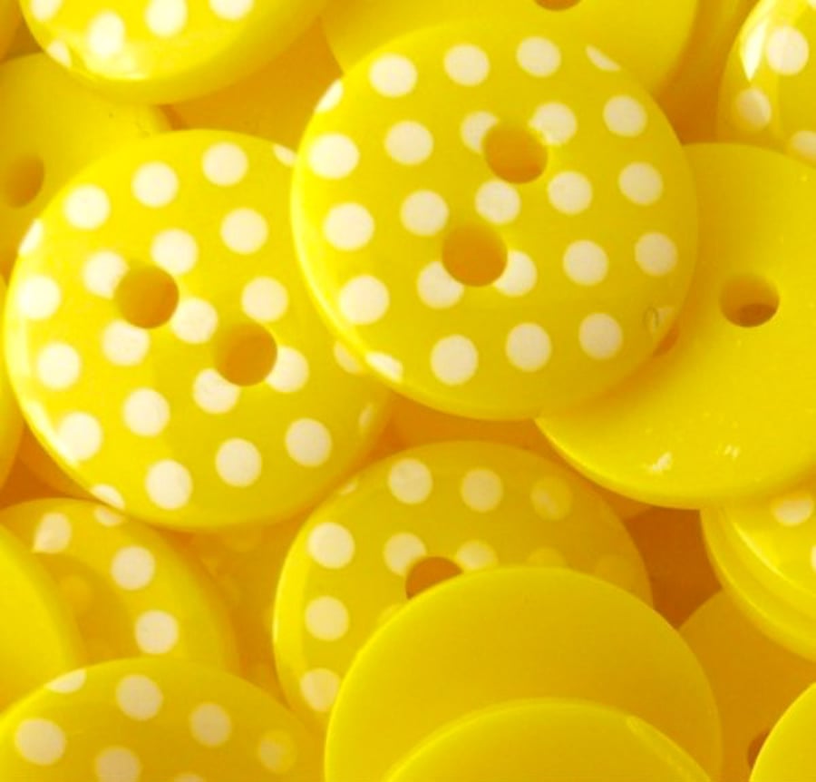 Yellow and White Polka Dot Buttons