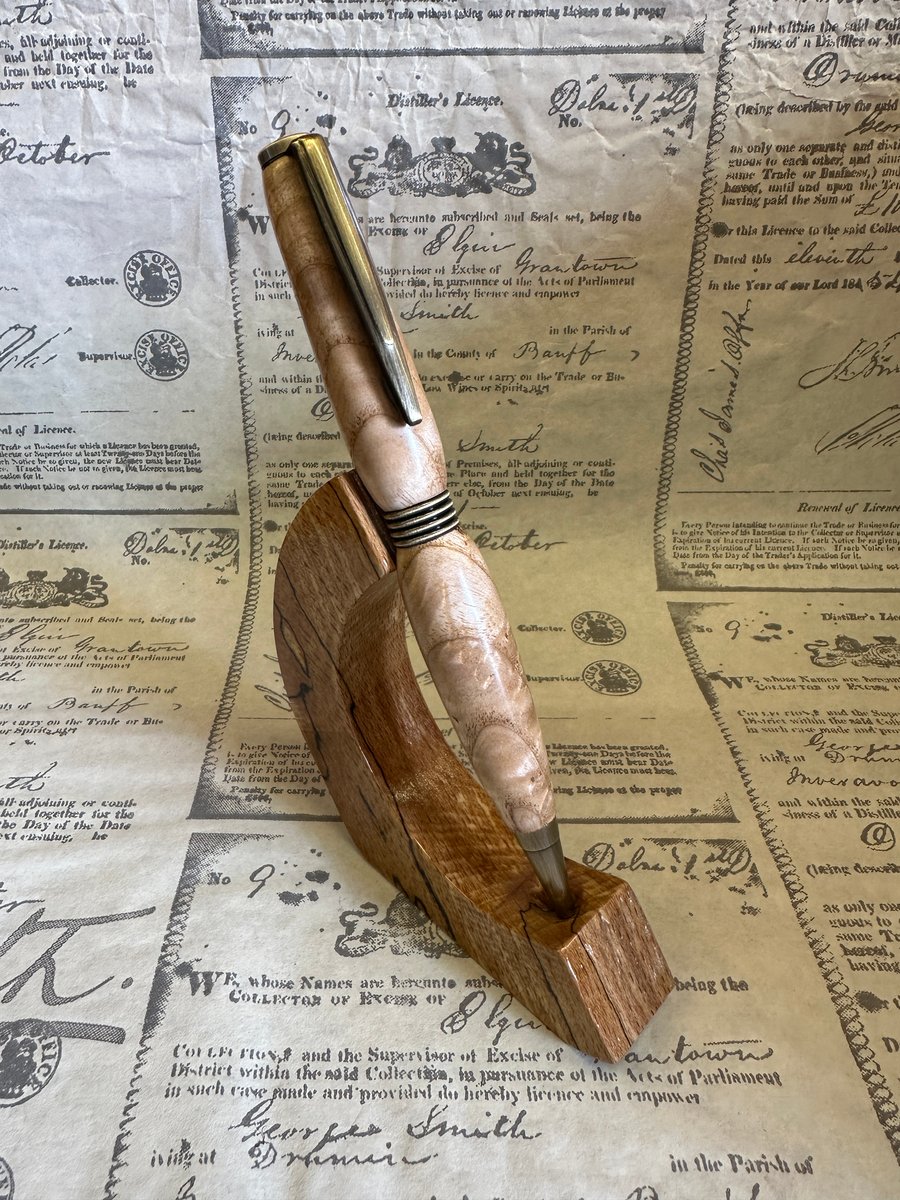 Oak & Antique Bronze Ballpoint Pen