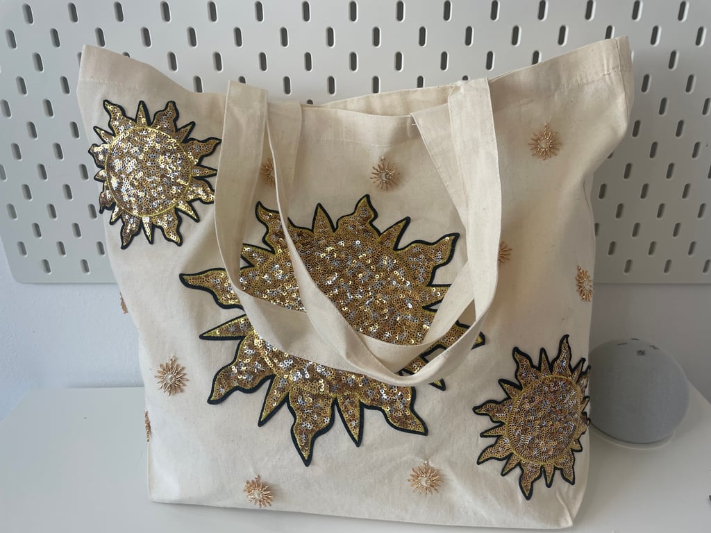 Sun themed large tote bag made to order