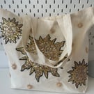 Sun themed large tote bag made to order