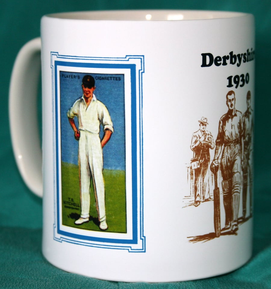 Cricket mug Derbyshire 1930 vintage design mug