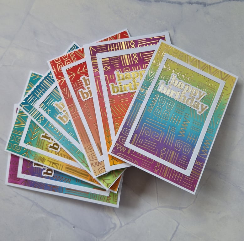 Doodle print foiled birthday card