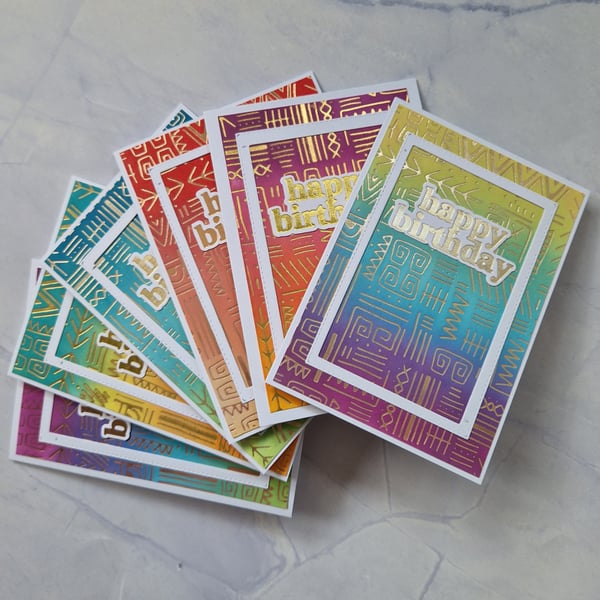 Doodle print foiled birthday card