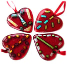 Love Heart Red Fused Glass Suncatcher 8cm Dichroic decoration 