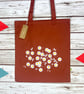 Organic Cotton Daisy tote bag. Terracotta Earth brown Autumnal flower shopper.  - Image 2