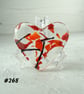 Red black clear heart fused glass pocket hug with stand 5x4.5cm (268) - Image 1