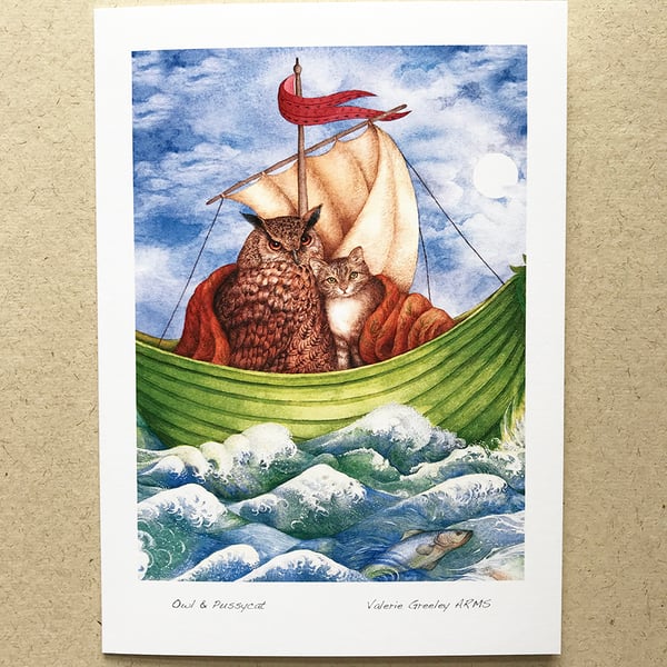 The owl and the Pussycat card by Valerie Greeley