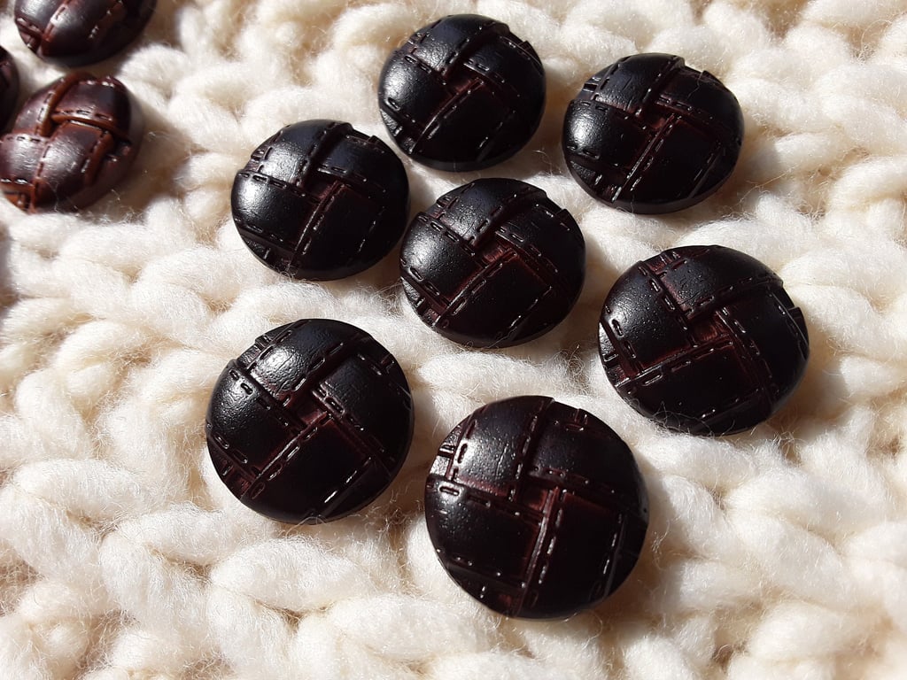 7 8" 22.4mm 36L Vintage Italian imitation leather Buttons Dk Brown