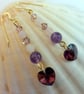 Swarovski Crystal Heart, Amethyst and Rose Quartz Earrings - Handmade In Devon. - Image 8