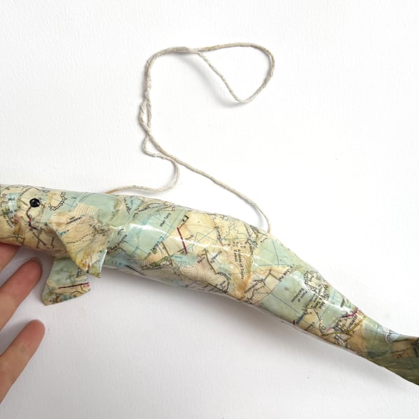 Paper Map Whale - Handmade Nature Inspired Ocean Joy Gift READY TO SHIP