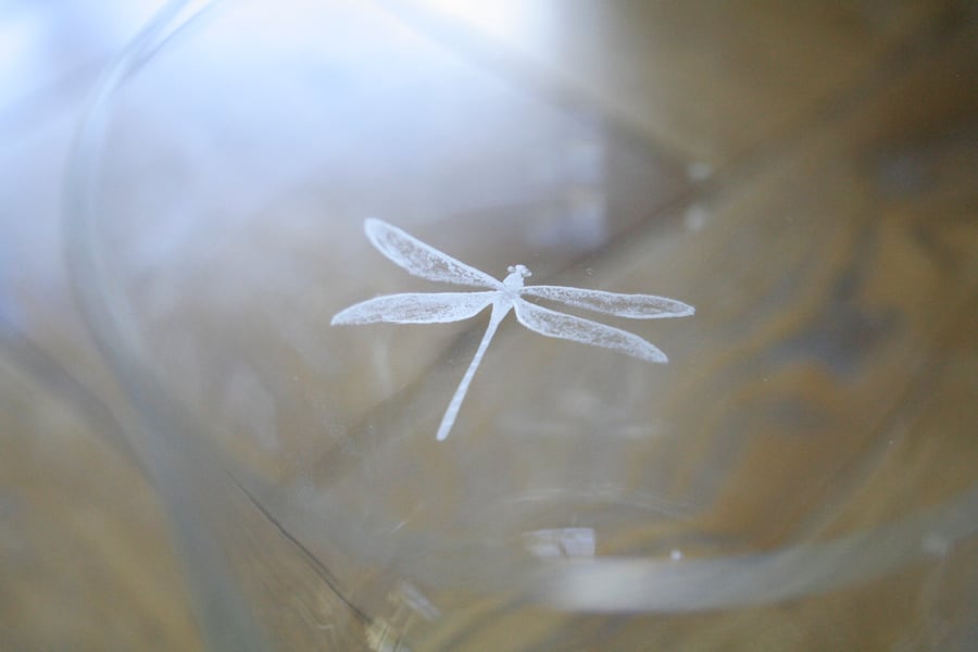 Pair of Dragonfly Crystal Wine Glasses
