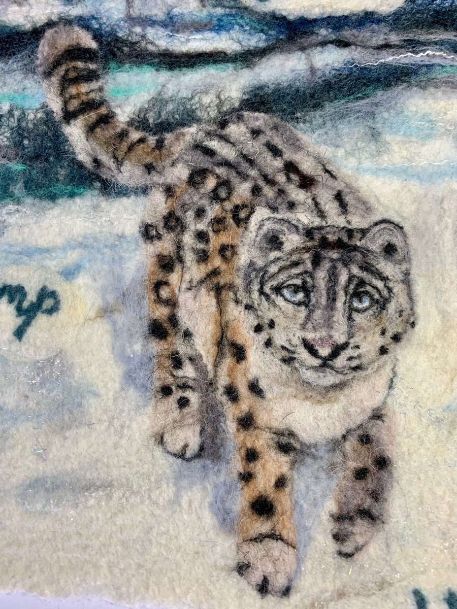 I need space… snow leopard (original felted painting)