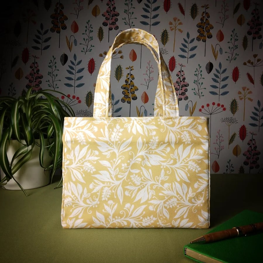 Mini Fabric Tote Bag - Wildflowers on Yellow