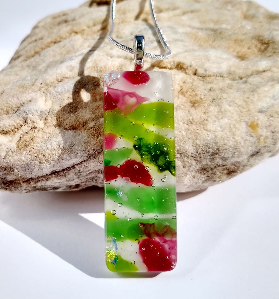 Seconds and Samples sale: Apple Blossom fused glass pendant 1