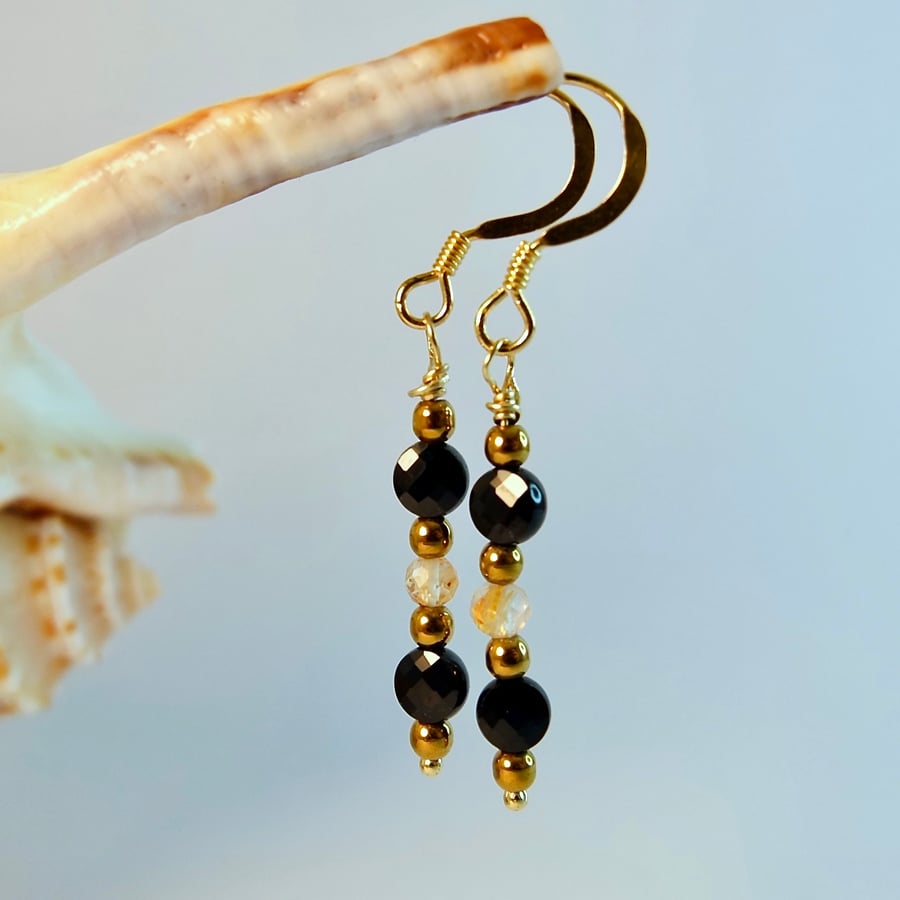Spinel, Quartz & Gold Hematite Earrings - Birthday, Anniversary, Gifts For Her