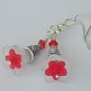 SALE: Red and white flower earrings