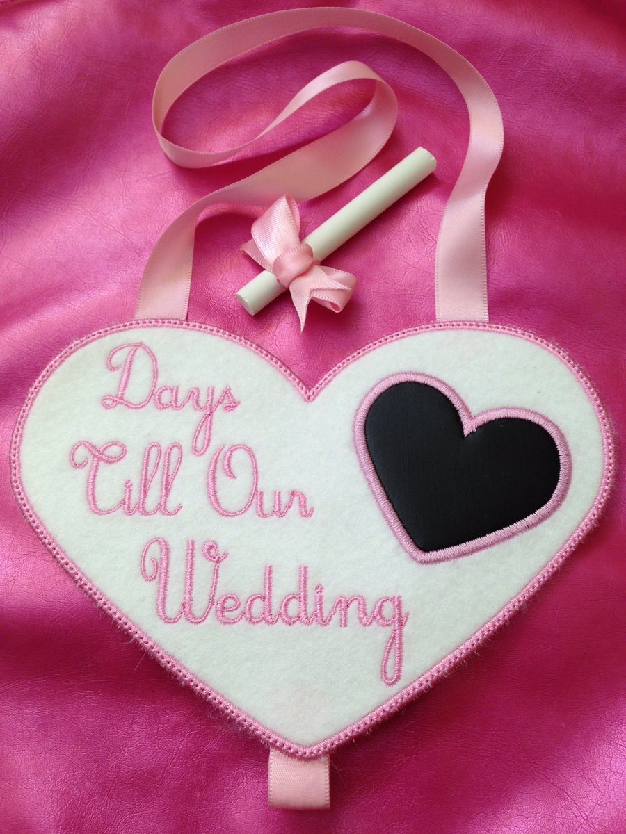 Embroidered Personalised Wedding Countdown Chalkboard Gift