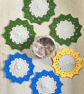 Handmade Crochet Flower Coasters Set of 6 with Basket - Image 7