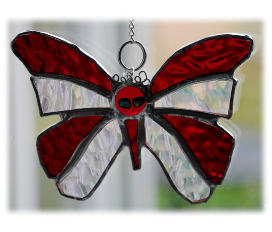 Birthstone Butterfly Suncatcher Stained Glass Garnet January