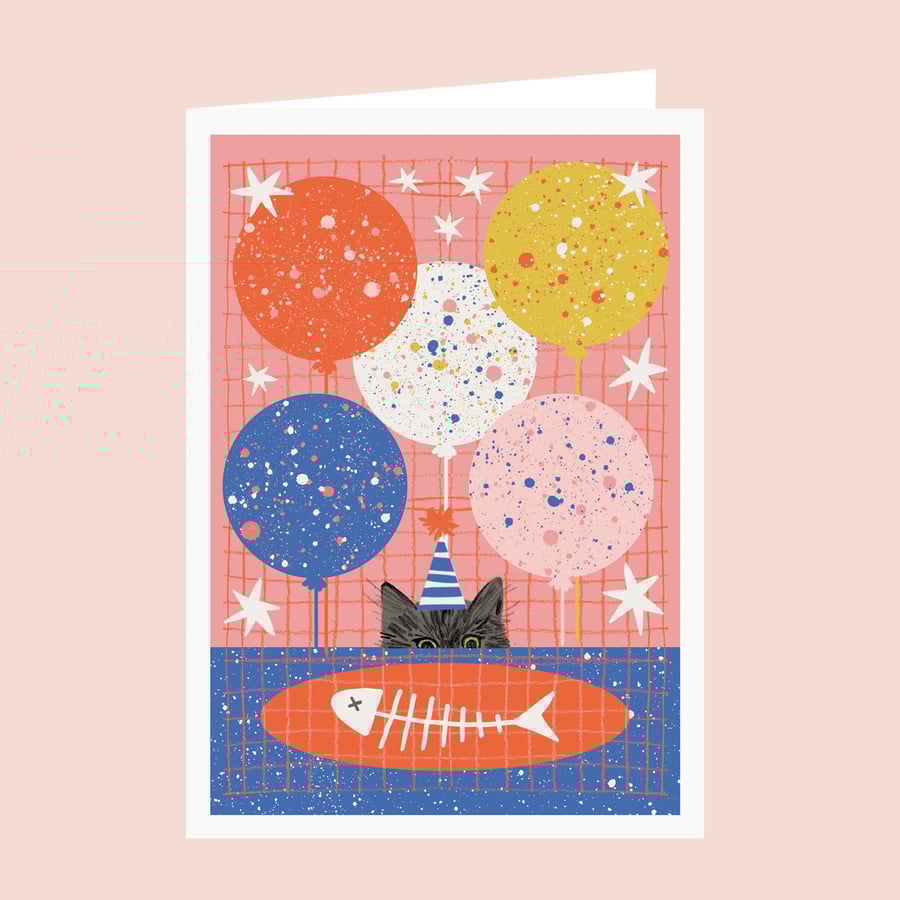 Cat Birthday Cake Card