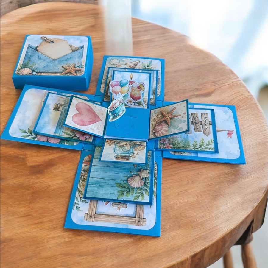 Handmade Beach-Themed Exploding Box Card – A Birthday Keepsake