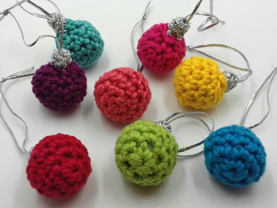 Eight Crochet Mini Baubles 