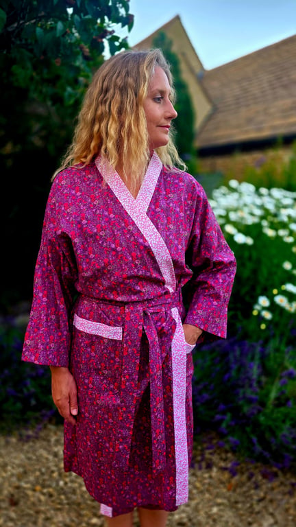 Handmade Liberty Fabric Dressing Gown – Authentic Tana Lawn Luxury Robe 