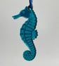 Teal mirrored acrylic seahorse decoration
