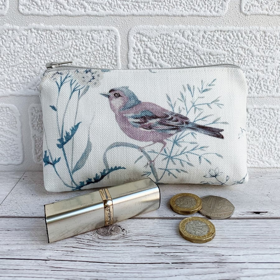 Large Purse, Coin Purse with Chaffinch and Wild Flowers