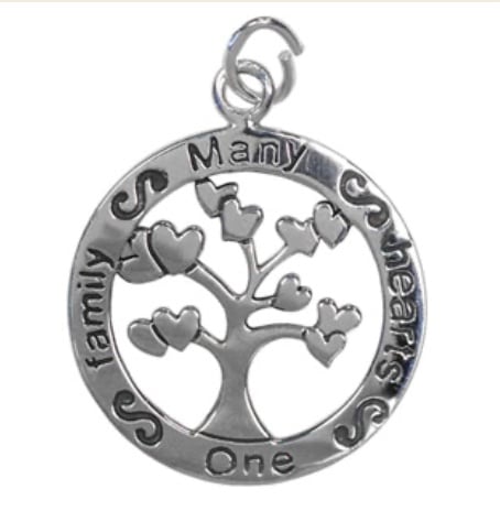 Sterling Silver Sentimental Message Family Tree Charm