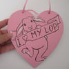 Bunny Rabbit Decorative Hand Painted Heart in Pink Lop Ears
