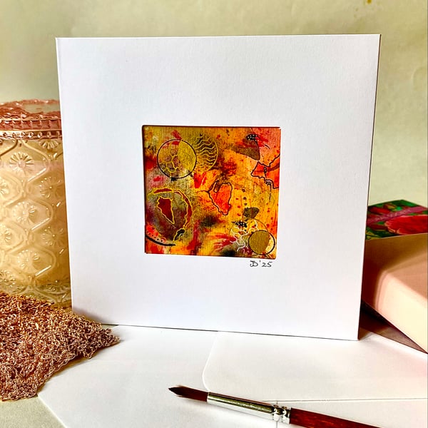Abstract hand painted watercolour card 