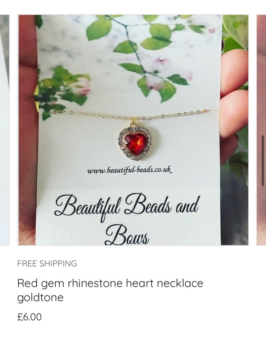 Red gem rhinestone heart pendant necklace goldtone gift necklace 