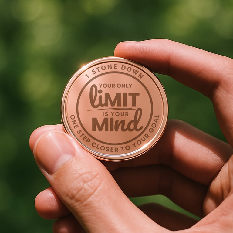 Personalised Weight Loss Milestone Coin – “Your Only Limit..." Motivational Gift