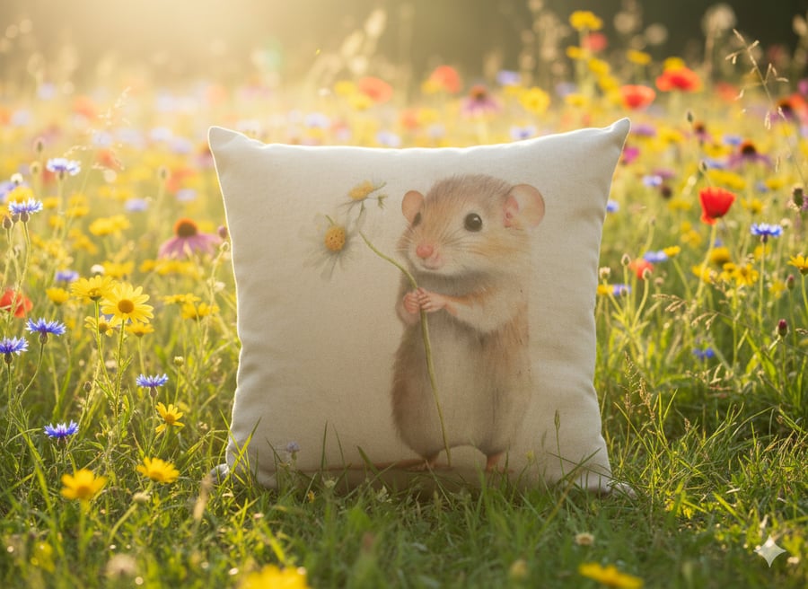 Sweet Field Mouse Cushion Cover - Watercolour Style