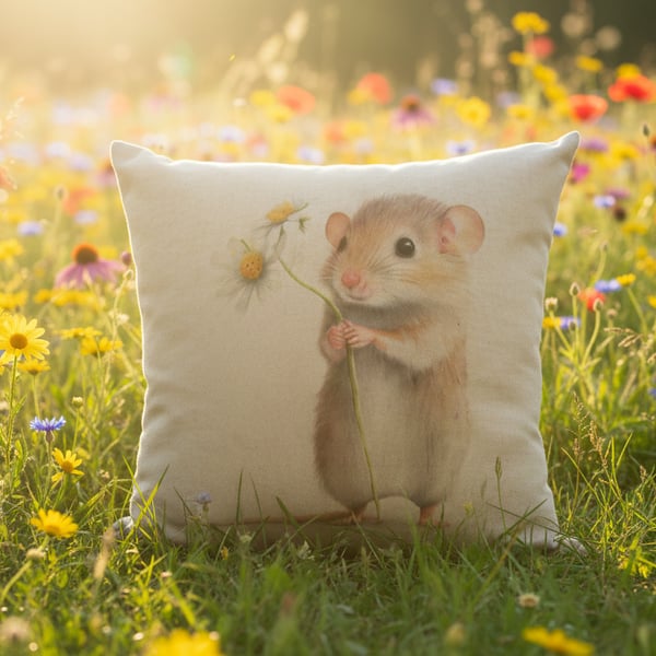 Sweet Field Mouse Cushion Cover - Watercolour Style