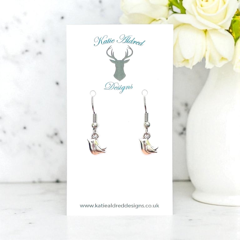 Charm Earrings - Mini Silver Bird