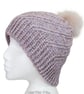Crochet hat, beanie. Oatmeal, brown marl ladies swirl pom pom hat. Ladies hat. - Image 10